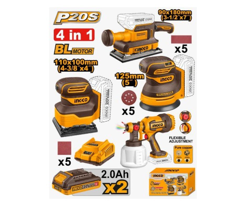 ingco-cosli250383-20v-2batt-2ahchar-مجموعة-حفافات-وفرد-رش-بويا-بطارية-sander-combo-kit-brushless-lebanon.jpg INGCO COSLI250383 20V 2BATT 2AH+CHAR مجموعة حفافات وفرد رش بويا بطارية Sander Combo Kit Brushless - Image 1