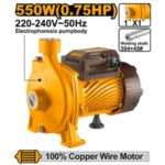 INGCO CPM55068 (0.75HP) 550W 1″ مضخة مياه توربين ملف تحاس اكس ستانلس CENTRIFUGAL WATER PUMP