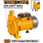 INGCO CPM75068 1.0HP 750W 1″ مضخة مياه توربين ملف تحاس CENTRIFUGAL WATER PUMP
