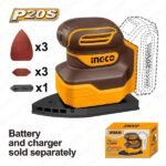 INGCO CPSLI2014 20V حفافة زوايا راس مثلث بطارية Cordless Palm Sander