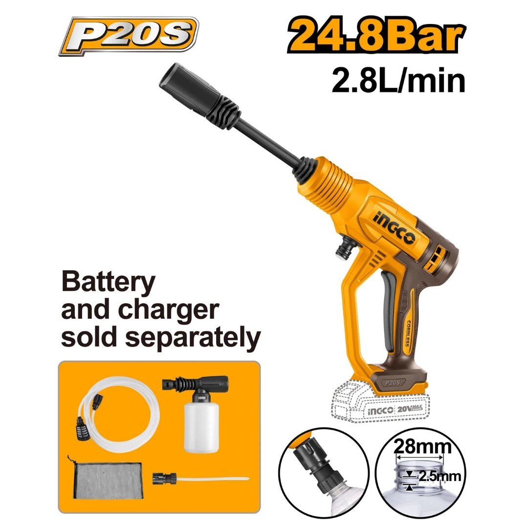 ingco-cpwli2036-20v-24.8-bar-فرد-غسيل-بوز-رفيع-بطارية-cordless-pressure-washer-lebanon.jpeg INGCO CPWLI2036 20V 24.8 BAR فرد غسيل بوز رفيع بطارية CORDLESS PRESSURE WASHER - Image 1