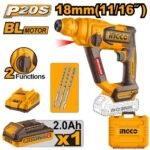 INGCO CRHLI201881 20V 1BATT 2AH+CHAR+BOX 16MM BL برم بطارية SDS مقدح Cordless rotary hammer