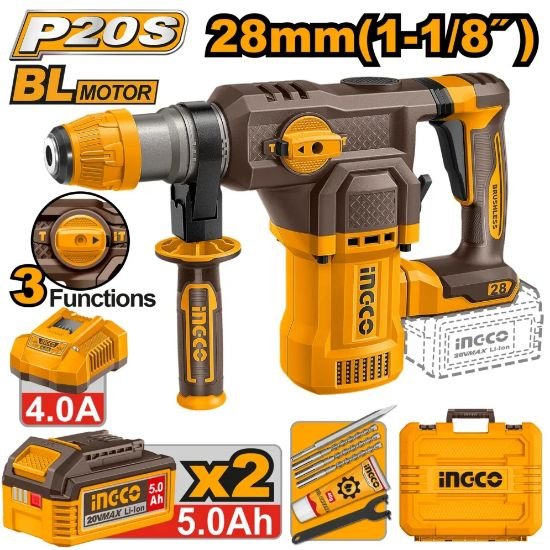 ingco-crhli202862-20v-2batt-5ahcharbox-28mm-bl-كومبرسور-تكسير-بطارية-cordless-rotary-hammer-lebanon.jpeg INGCO CRHLI202862 20V 2BATT 5AH+CHAR+BOX 28MM BL كومبرسور تكسير بطارية Cordless rotary hammer - Image 1