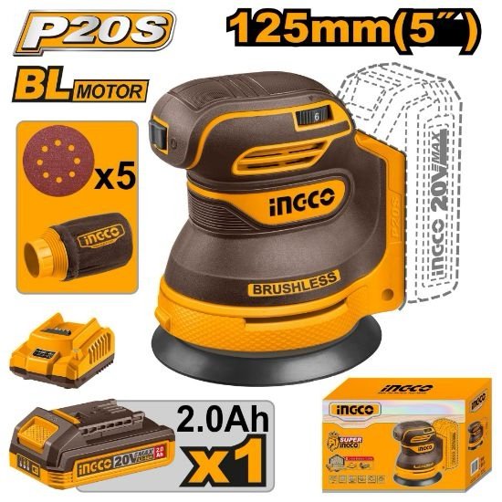 ingco-crosli20021-20v-1batt-2ahchar-bl125mm-حفافة-مبرومة-بطارية-cordless-random-orbit-sander-lebanon.jpeg INGCO CROSLI20021 20V 1BATT 2AH+CHAR BL125MM حفافة مبرومة بطارية CORDLESS RANDOM ORBIT SANDER - Image 1