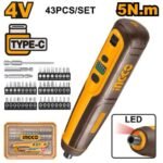 INGCO CSDLI04062 4V 43PCS BITS + HOLDER مفك على البطارية CORDLESS SCREWDRIVER