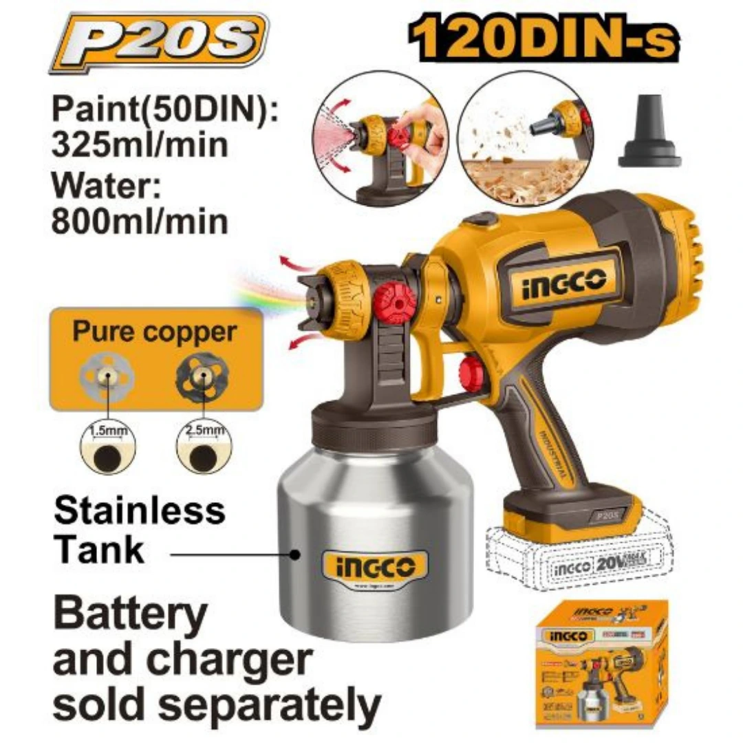 ingco-csgli20041-20v-800ml-1batt-2acha-فرد-رش-بويا-ديركت-بطارية-طاسة-ستانلس-cordless-spray-gun-lebanon.webp INGCO CSGLI20041 20V 800ML فرد رش بويا ديركت بطارية طاسة ستانلس CORDLESS SPRAY GUN - Image 1