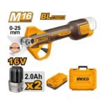 INGCO CSSLI162582 16V 2BATT 2AH+CHAR+BOX 25MM BL مقص شحالة على البطارية Cordless gauge straight shear
