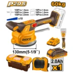 INGCO CTVLI20018 20V 2AH+CHAR +BOX 13″ 60KG 6-SPEED رجراج بلاط بطارية Cordless Tile Vibration Machine