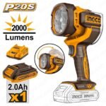 INGCO CWLI20881 20V 1 BATT 2AH+CHAR 2000 LUMENS LED بروجكتير يدوي Work Lamp