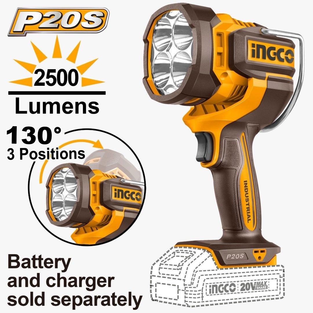 ingco-cwli20885-20v-2500-lumens-led-بروجكتير-يدوي-راس-متحرك-cordless-work-lamp-lebanon.jpeg INGCO CWLI20885 20V 2500 Lumens LED بروجكتير يدوي راس متحرك Cordless Work Lamp - Image 1