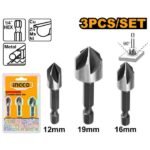 INGCO DBCS0031 3 PCS HSS طقم ريش حديد بلبل Countersink Bit Set