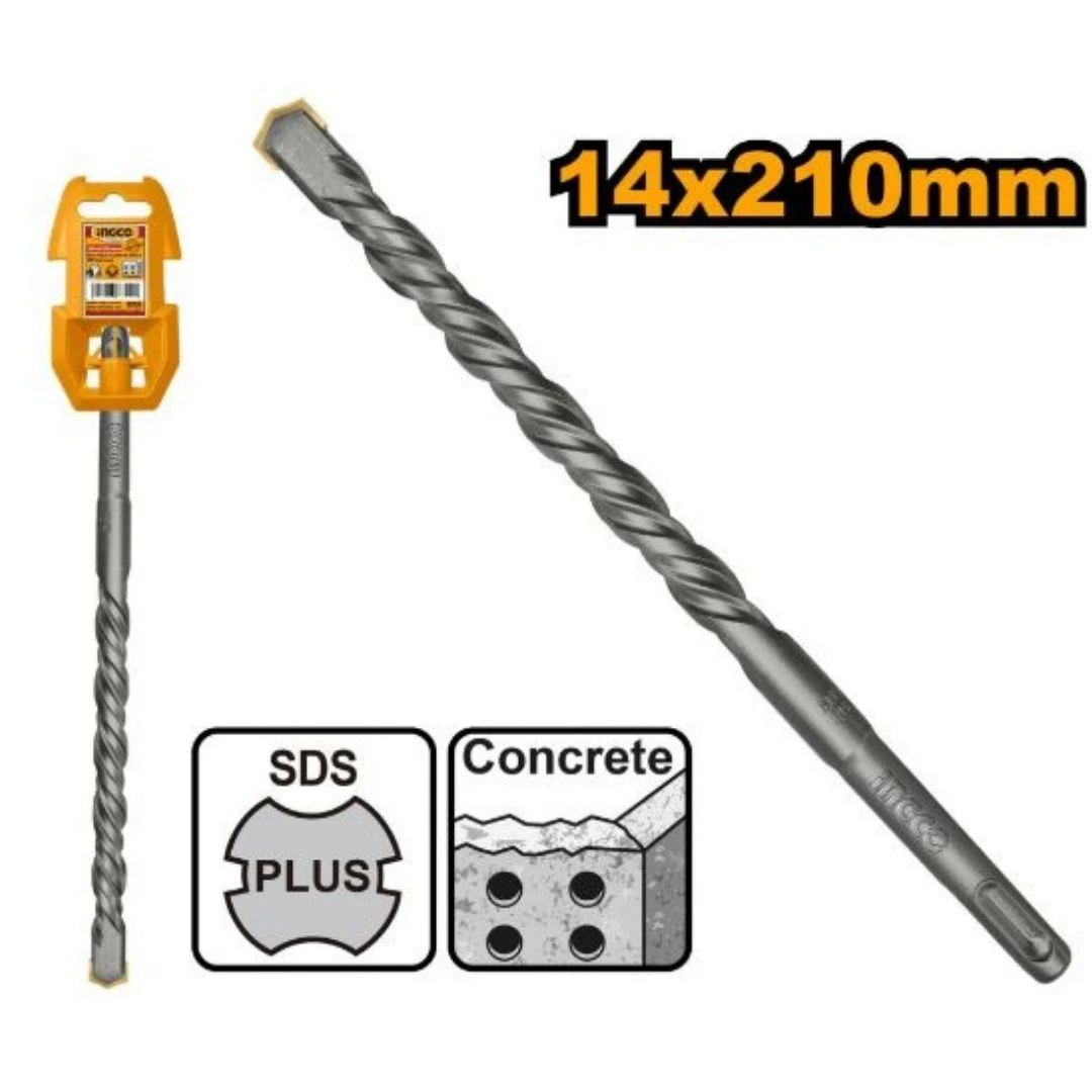 ingco-dbh1211402-14-x-210-mm-ريشة-باطون-sds-plus-masonry-drill-bit-lebanon.webp INGCO DBH1211402 14 X 210 MM ريشة باطون SDS Plus Masonry Drill Bit - Image 1