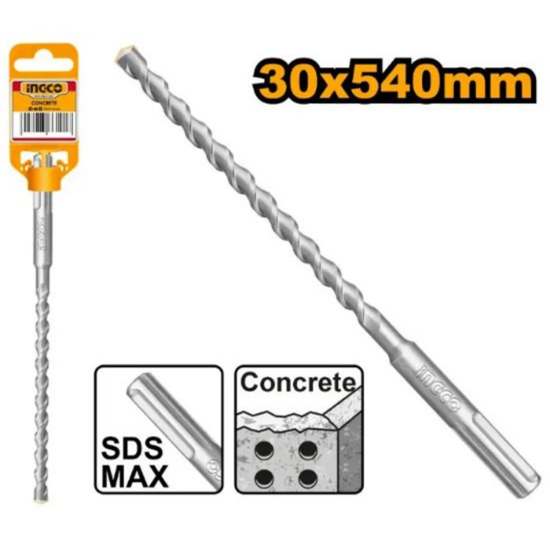 ingco-dbh1243005-sds-max-30x540mm-ريشة-باطون-sds-max-hammer-drill-bit-lebanon.webp INGCO DBH1243005 SDS MAX (30X540)MM ريشة باطون SDS MAX HAMMER DRILL BIT - Image 1