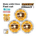 INGCO DMD012308 3PCS/SET 230MM(BW 12MM) SEG W/D طقم ديسكات غرانيت dry diamond disc set