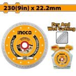 INGCO DMD082301HT 230MM (BW 10MM) TURBO ديسك الماس Wet and Dry Ultrathin Diamond Disc (mesh rim)