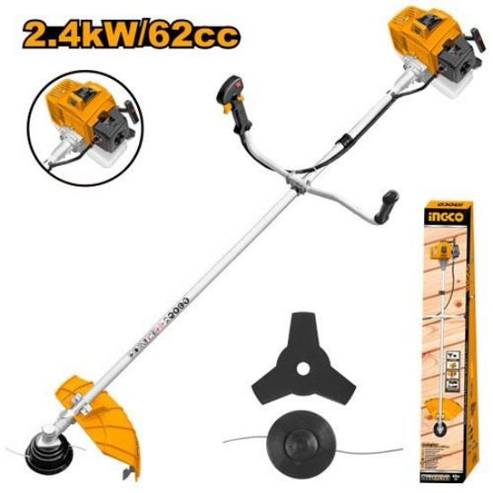 ingco-gbc5624411-2.4kw-3.8hp-62cc-حشاشة-كتف-على-البنزين-خيط-وفراش-gasoline-grass-trimmer-and-brush-cutter-lebanon.jpeg INGCO GBC5624411 2.4KW 3.8HP 62CC حشاشة كتف على البنزين خيط وفراش Gasoline Grass Trimmer And Brush Cutter - Image 1