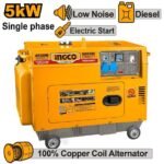 INGCO GSE50001 5KW MAX 22.5A DIESEL مولد كهرباء مسكر ديزل-مارش Silent Diesel Generator