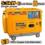 INGCO GSE55001LA 5KW MAX 22.5A DIESEL مولد كهرباء مسكر ديزل-مارش Silent Diesel Generator (Low Noise)