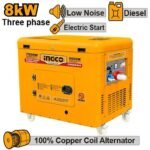 INGCO GSE80003 8KW 12AX3PHASES DIESEL مولد كهرباء مسكر ديزل-مارش Silent Type Diesel Generator Three Phases