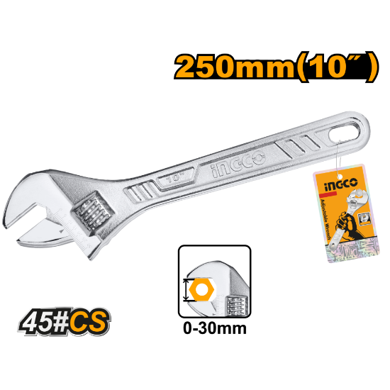 ingco-hadw131102-10-0-30mm-مفتاح-انكليزي-adjustable-wrench-lebanon.png INGCO HADW131102 10″ 0-30mm مفتاح انكليزي Adjustable Wrench - Image 1