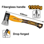 INGCO HAX0811000 1000g بلطة رأس فولاذ بمسكة فايبر Axe with Fiberglass Handle