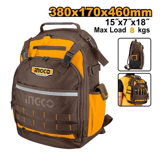 ingco-hbp01028-38x17x46cm-8kg-شنطة-ضهر-للعدة-tool-bag-backpack-lebanon.jpeg INGCO HBP01028 (38X17X46)CM 8KG شنطة ضهر للعدة Tool Bag Backpack - Image 1
