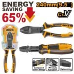INGCO HCCP58240 9.5″ 65% بانسة صناعية بتقنيةتوفير الطاقة Compound Action Combination Pliers