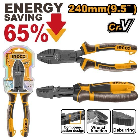 ingco-hccp58240-9.5-65-بانسة-صناعية-بتقنيةتوفير-الطاقة-compound-action-combination-pliers-lebanon.jpeg INGCO HCCP58240 9.5″ 65% بانسة صناعية بتقنيةتوفير الطاقة Compound Action Combination Pliers - Image 1
