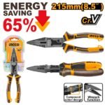 INGCO HCLNP58200 8.5″ 215MM ENERGY SAVING 65% بانسة بولاد بوز طويل صناعية Compound Action Long Nose Pliers