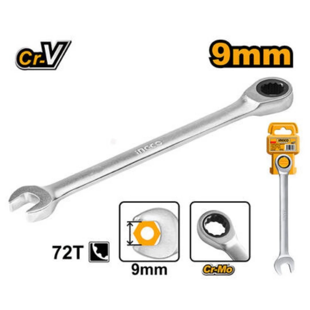 ingco-hcspar091-9mm-مفتاح-شق-ورينغ-طقطاق-combination-ratchet-spanner-wrench-lebanon.jpeg INGCO HCSPAR091 9mm مفتاح شق ورينغ طقطاق Combination Ratchet Spanner Wrench - Image 1