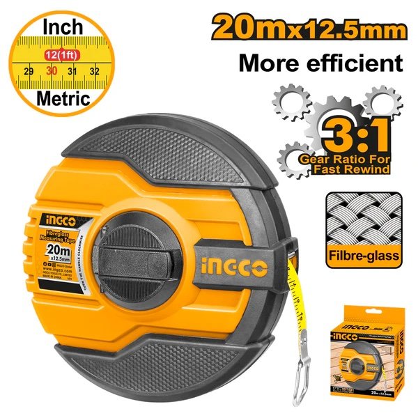 ingco-hfmt8320-20-m-x12.5-mm-مازورة-كيل-فايبر-لف-سريع-tape-measure-fibreglass-lebanon.jpeg INGCO HFMT8320 20 M X12.5 MM مازورة كيل فايبر لف سريع Tape Measure Fibreglass - Image 1