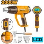 INGCO HG200058 2000W سشوار حراري صناعي شاشة ديجيتال 3عيارات Construction Heat Gun
