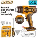 INGCO HGLI2003 20V 30-550°C LCD سشوار حراري شاشة Cordless Heat Gun Digital Screen