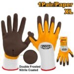 INGCO HGNF01 XL كفوف قماش ملبس نيتريل ضد الانزلاق Touch Screen Frosted Coated Nitrile Safety Gloves
