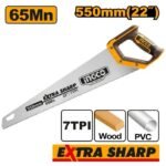 INGCO HHAS08550 550MM(22″) منشار خشب قبضة كوتشوك PROFESSIONAL HAND SAW 20 INCH 7TPI