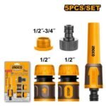 INGCO HHCS05122 5PCS طقم راكور مياه مع لانس twist nozzle set