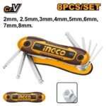 INGCO HHK14082 m 8PCS طقم مسدس غلة سكين BALL POINT HEX KEY SET