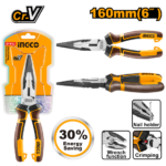 INGCO HHLNP28160 6″ 160MM ENERGY SAVING 30% بانسة بولاد بوز طويل صناعية High Leverage Long Nose Pliers