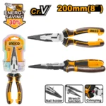 INGCO HHLNP28200 8″ 200MM ENERGY SAVING 30% بانسة بولاد بوز طويل صناعية High Leverage Long Nose Pliers