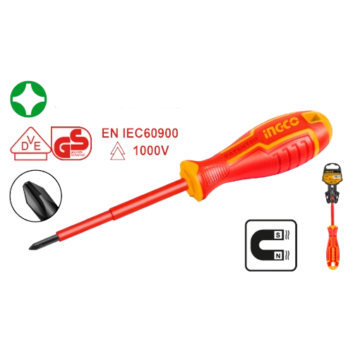 ingco-hisd81ph-1000-v-مفك-براغي-معزول-insulated-screwdriver-lebanon.png INGCO HISD81PH (+) 1000 V مفك براغي معزول Insulated Screwdriver - Image 1