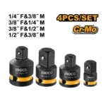 INGCO HKISAD12438 4 PCS طقم ادبتر بولاد industrial-grade Impact Socket Adapter Set