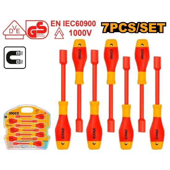 ingco-hkisd0701-7-pcs-طقم-مفكات-طربوش-معزول-insulated-nut-screwdriver-set-lebanon.jpeg INGCO HKISD0701 7 PCS طقم مفكات طربوش معزول Insulated Nut Screwdriver Set - Image 1