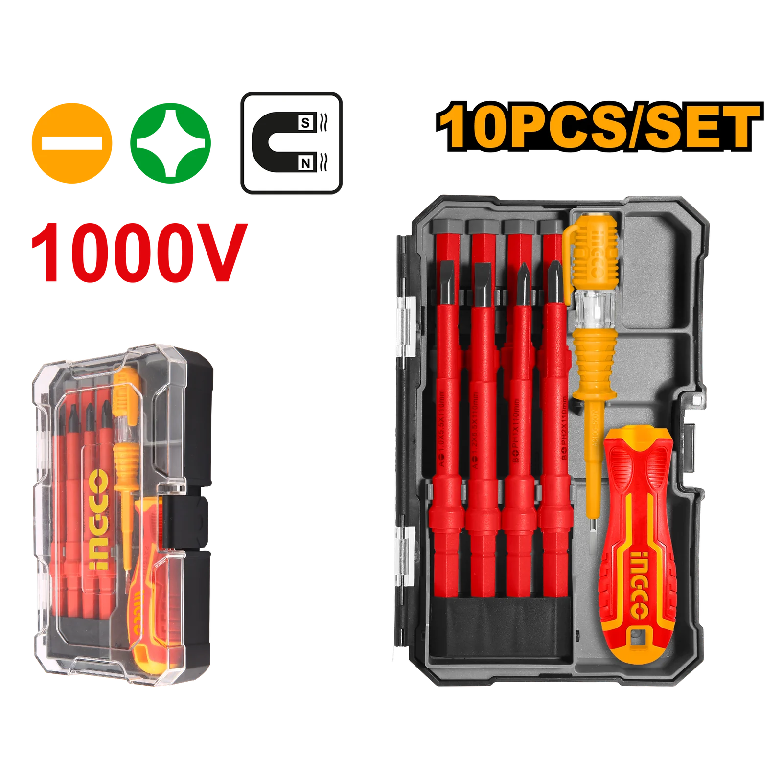 ingco-hkisd1008-10-pcs-طقم-مفكات-معزول-interchangeable-insulated-screwdriver-set-lebanon.webp INGCO HKISD1008 10 PCS طقم مفكات معزول Interchangeable Insulated Screwdriver Set - Image 1
