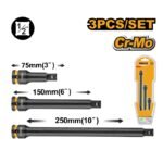 INGCO HKISEB12031 3Pcs CR-MO طقم وصلات إطالة إيمباكت فولاذ IMPACT EXTENSION BAR SET