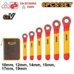 INGCO HKISPA0603 6PCS 1000V طقم مسنن طقطاق معزول Insulated Ratchet Wrench Set