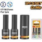 INGCO HKISSD12042L 3 PCS 1/2″ طقم طربوش بولاد طويل DEEP IMPACT SOCKET SET
