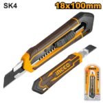 INGCO HKNS11815 18MMX100MM SK5 سكين شفرة مسكة كوتشوك سحب Snap-Off Blade Cutter Knife
