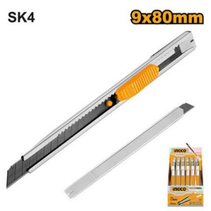 INGCO HKNS1806 90MMX180MM سكين شفرة سحب رفيعة ستانلس Snap Off Blade Knife Cutter