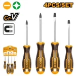 INGCO HKSD0428 4PCS طقم مفكات مسكة كوتشوك صناعي Screwdriver Set