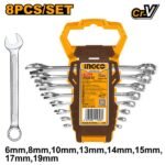 INGCO HKSPA1088 8 PCS (6,8,10,12,14,15,17,19)MM طقم شق مسنن Combination Spanner Set